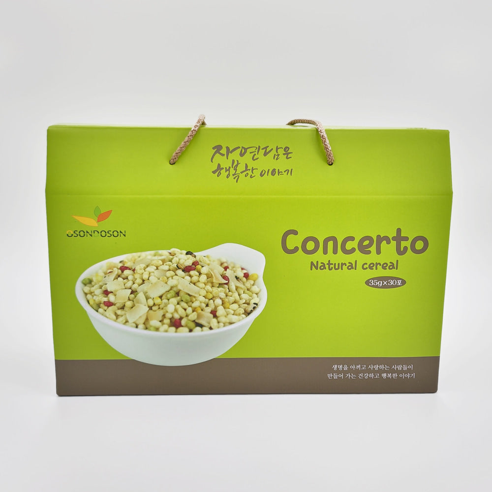 Green Osondoson concerto natural cereal box