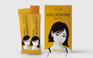WELLINUS Collagen 1000 product packaging with mango collagen jelly sticks and design.