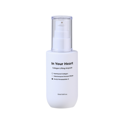 Close-up image of In Your Heart Collagen Lifting Ampoule on a transparent background.