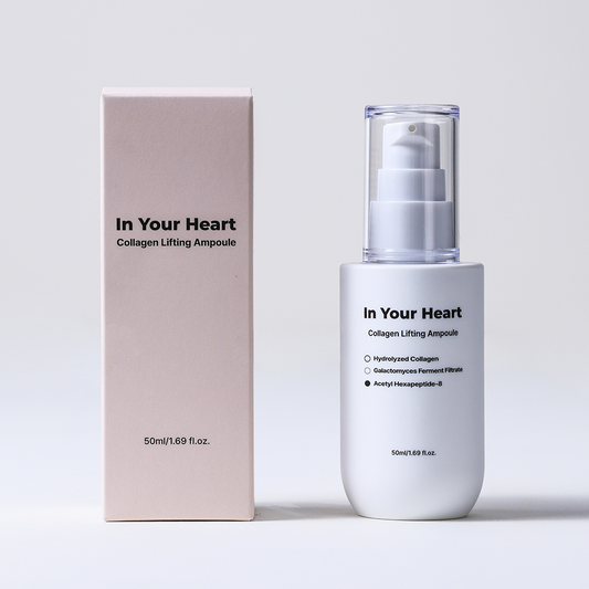 In Your Heart Collagen Lifting Ampoule bottle and box displayed on a white background.