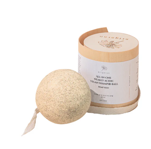 All in one Vegan Heartleaf Green Shampoo Ball with wooden packaging