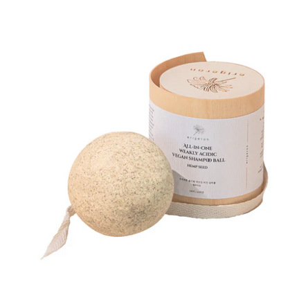 All in one Vegan Heartleaf Green Shampoo Ball with wooden packaging