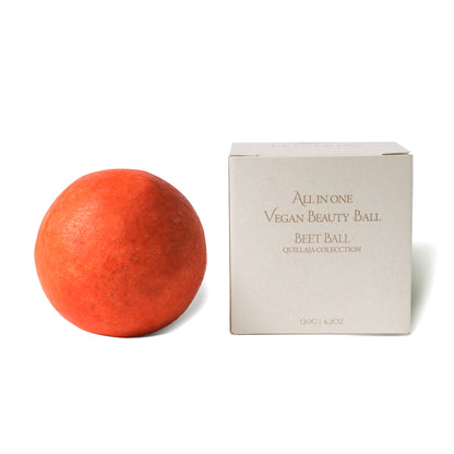 [Erigeron] All in One Vegan Beauty Ball Beet Ball in orange and regular box packaging 