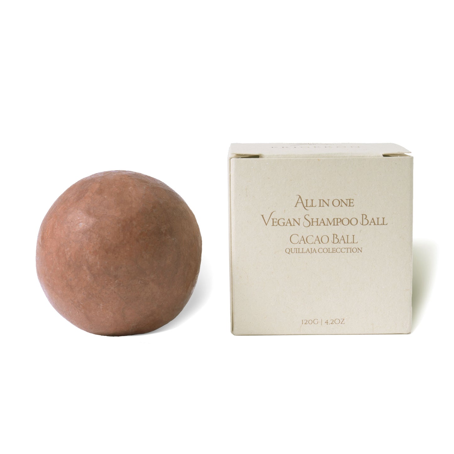 vegan cacao shampoo ball with regular box packaging