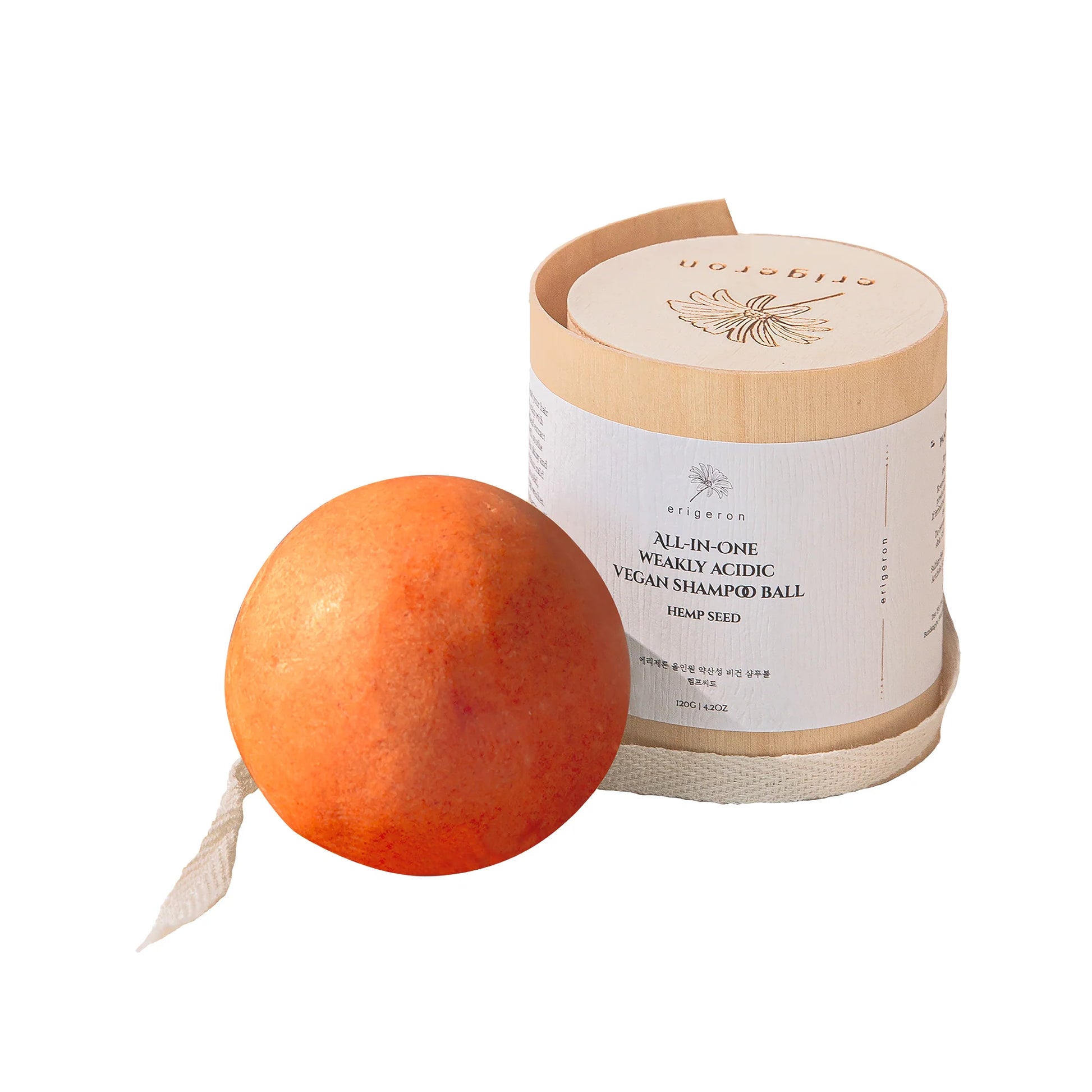 [Erigeron] All in One Vegan Beauty Ball Beet Ball in orange with wooden package